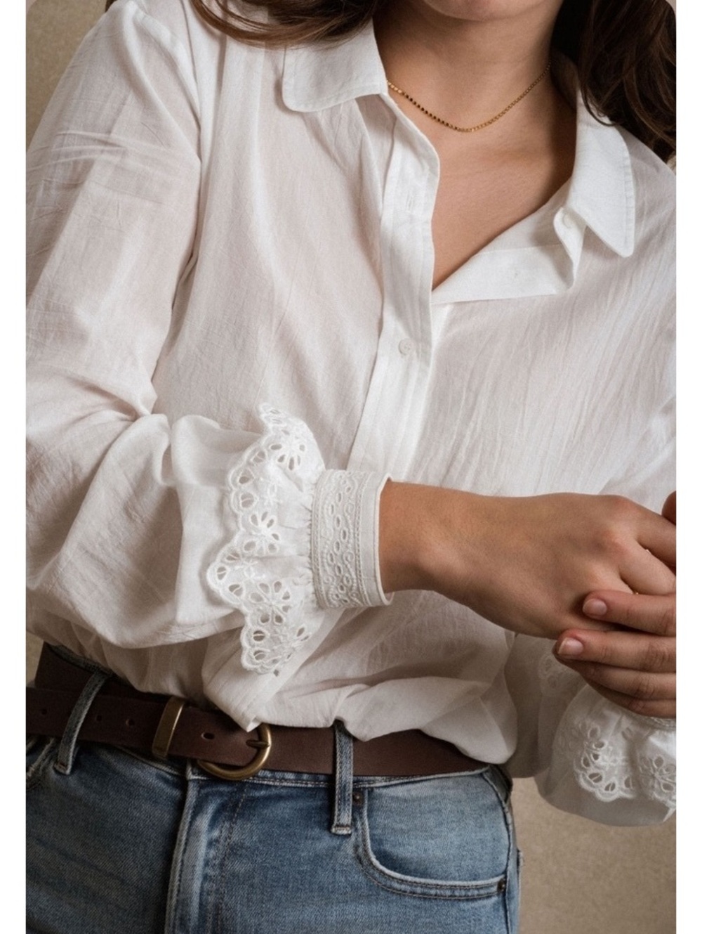Neuflora White NWT Oakdale Blouse Cottagecore milkmaid size small cotton lace